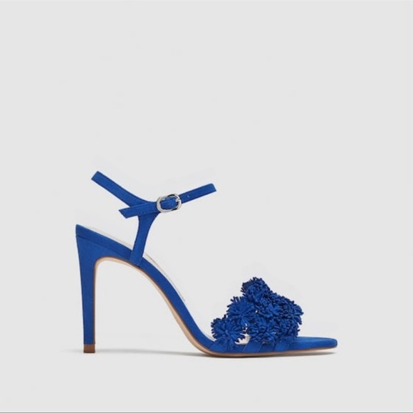 Zara suede Floral High Heel Sandals - Picture 6 of 10
